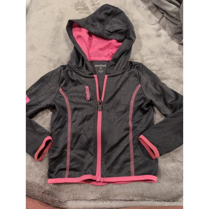 Reebok Toddler Girls Pink Hooded Zippered Long Sleeve Jacket Size 2 - Image 1