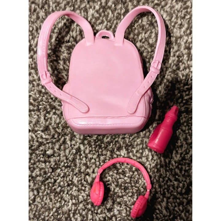 Mattel Barbie Pink Backpack Bag With Accessories Toy Fast Ship - Image 1