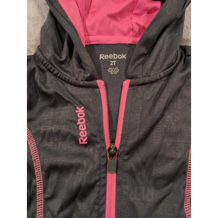 Reebok Toddler Girls Pink Hooded Zippered Long Sleeve Jacket Size 2 - Thumbnail 2