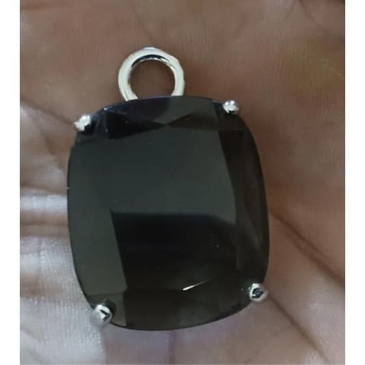 Coach Greenish Blue Faceted Stone Silver Metal Keychain - Thumbnail 2
