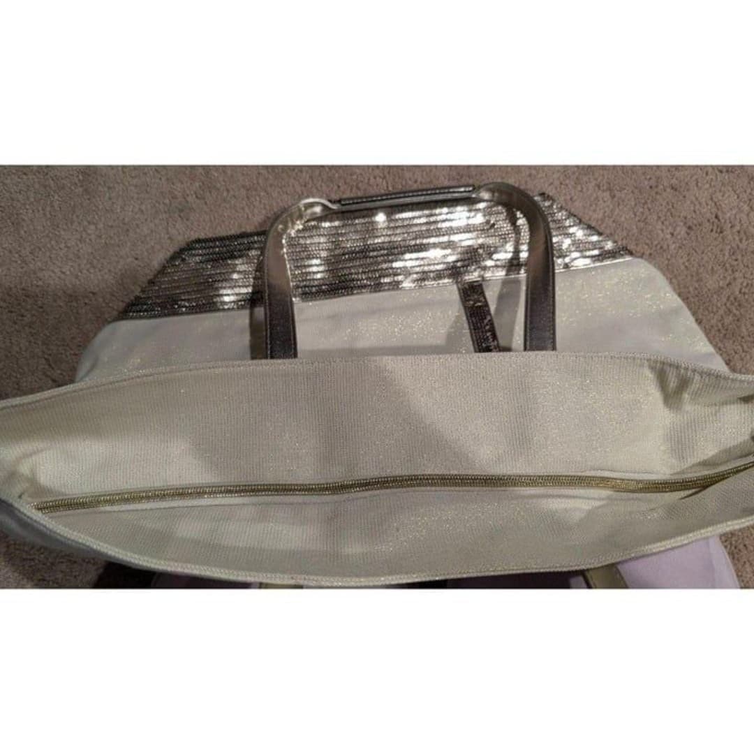 Victorias Secret White Sequin Metallic Tote Womens Bag - Thumbnail 4