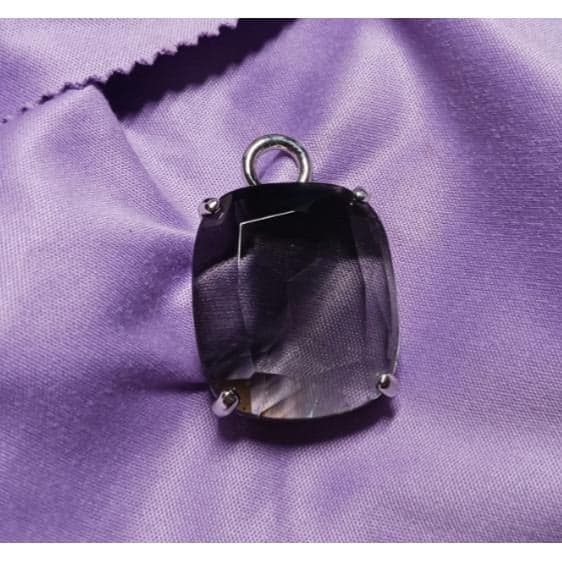 Coach Greenish Blue Faceted Stone Silver Metal Keychain - Thumbnail 3