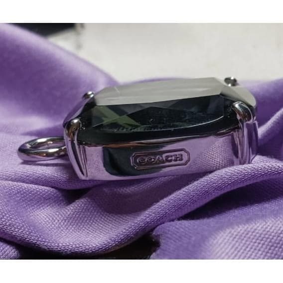 Coach Greenish Blue Faceted Stone Silver Metal Keychain - Image 1