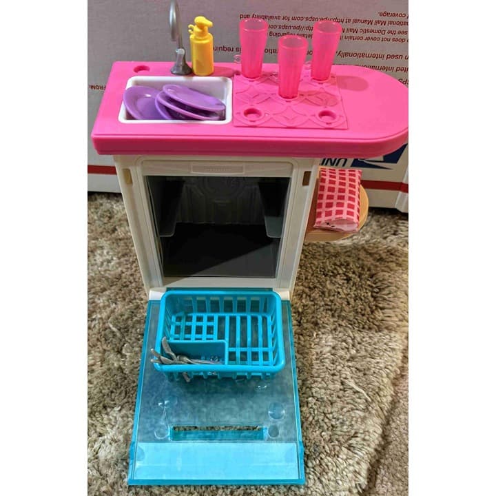 Barbie Dishwasher With Counter Kitchen Accessories Playset Multicolor 2018 - Thumbnail 2