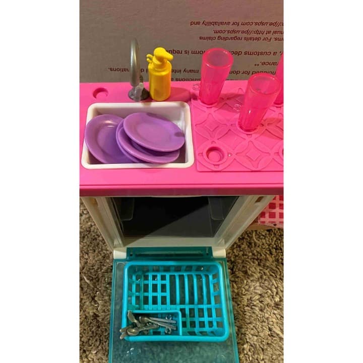 Barbie Dishwasher With Counter Kitchen Accessories Playset Multicolor 2018 - Thumbnail 3