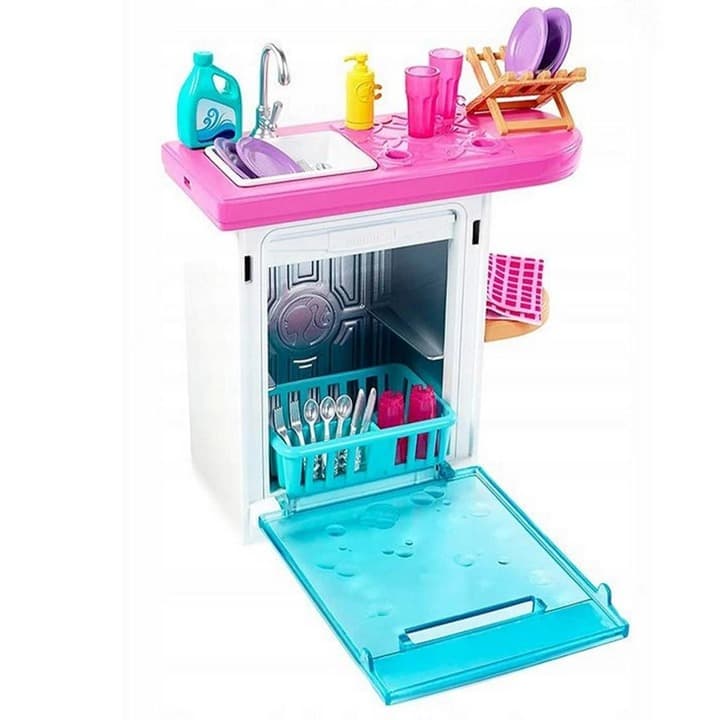 Barbie Dishwasher With Counter Kitchen Accessories Playset Multicolor 2018 - Image 1