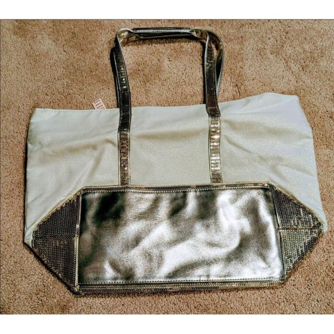 Victorias Secret White Sequin Metallic Tote Womens Bag - Thumbnail 3