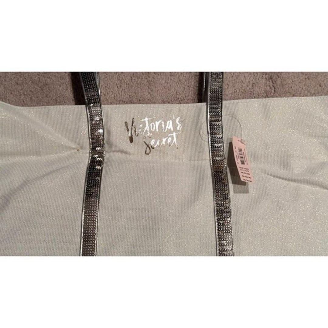 Victorias Secret White Sequin Metallic Tote Womens Bag - Thumbnail 2