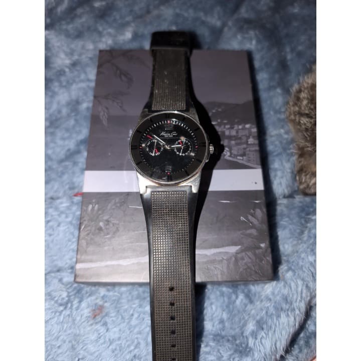 Kenneth Cole Black Analog Chronograph Rubber Watch - Image 1