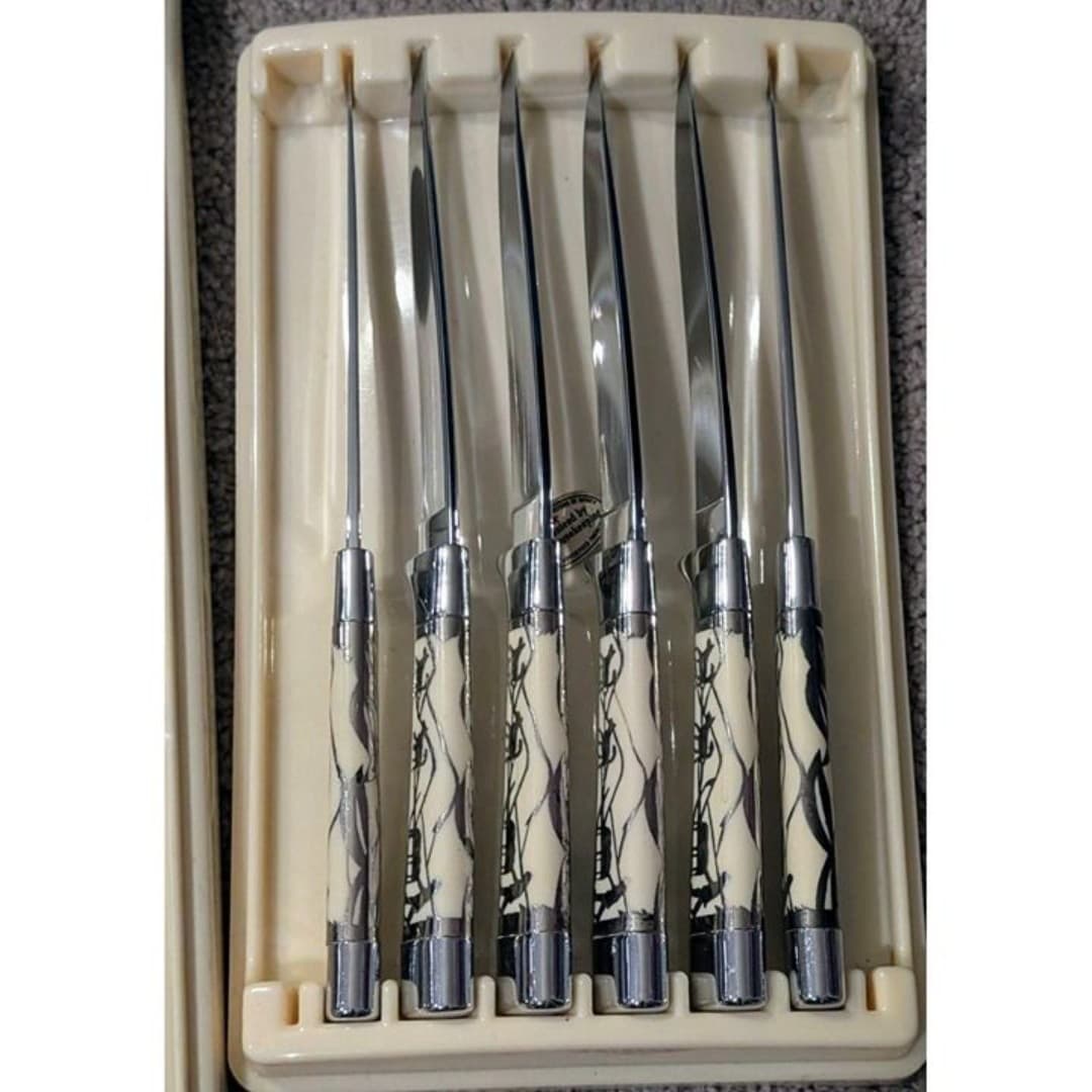 1950's Set of 6 Carvel Hall by Briddell Steak Knives &Carving Set~ Alaska Cache. - Thumbnail 3
