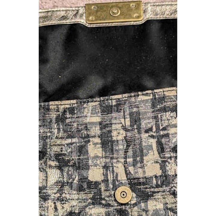 Coach Metallic Black Button Closure Shoulder Bag Gold Accents - Thumbnail 6