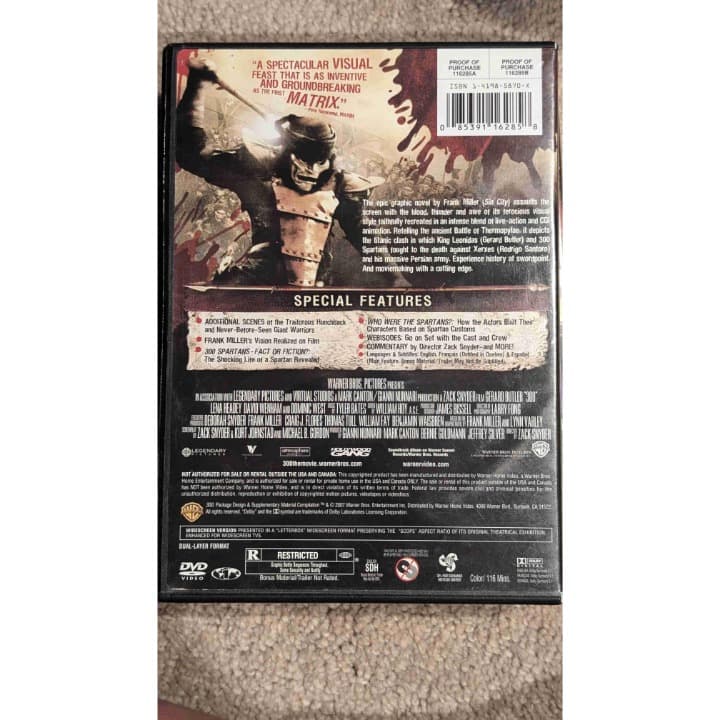 300 Warner Bros Black Two-Disc Special Widescreen Edition DVD - Thumbnail 2