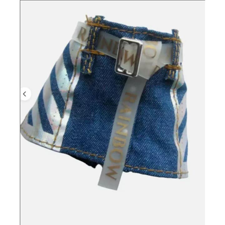 Rainbow High Blue Denim Holographic Crop Top Skirt Clothing Set - Thumbnail 2
