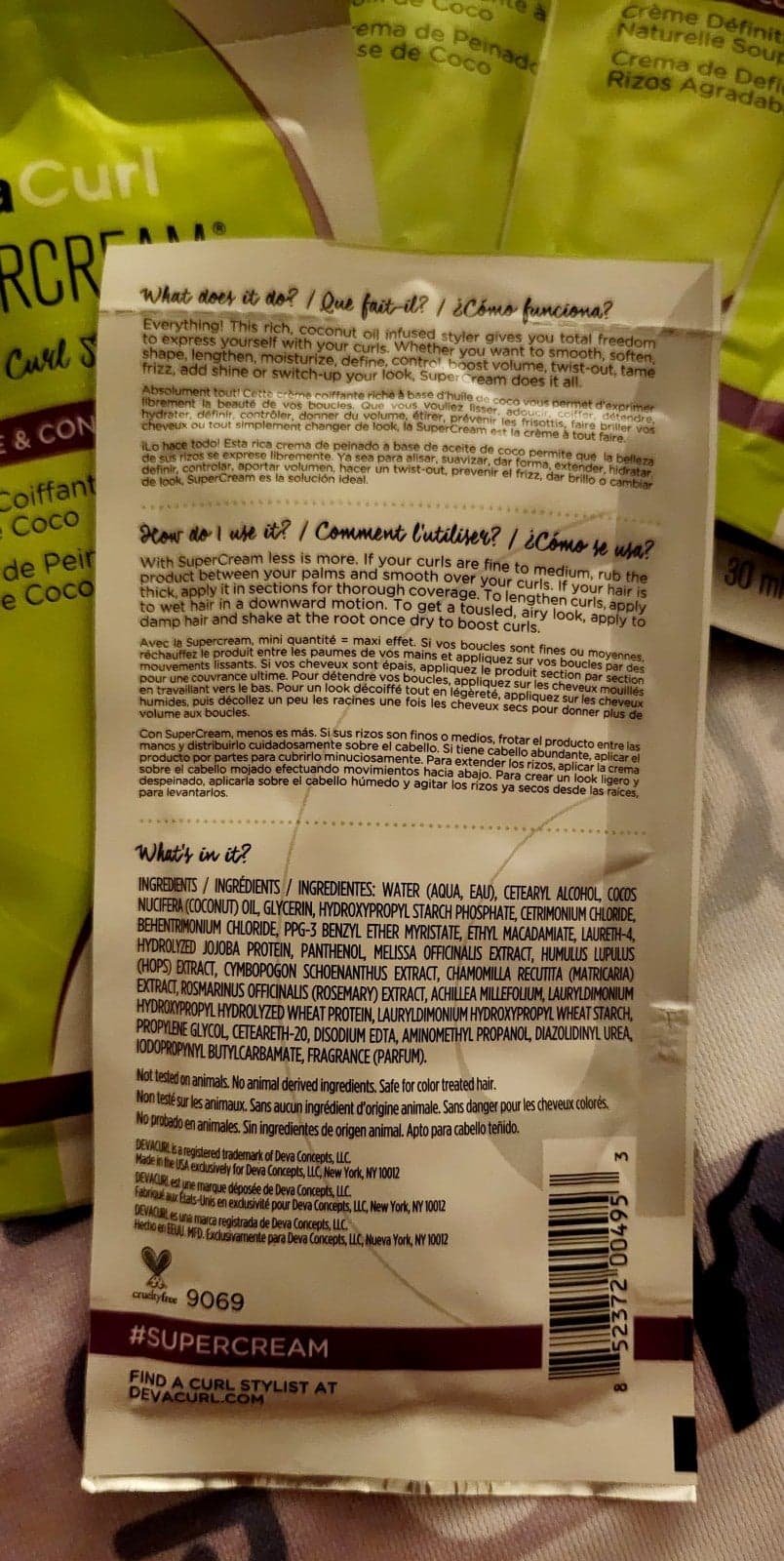 17 DevaCurl SuperCream Coconut Curl Styler for Hair 1 fl oz Sample Packets - Thumbnail 3