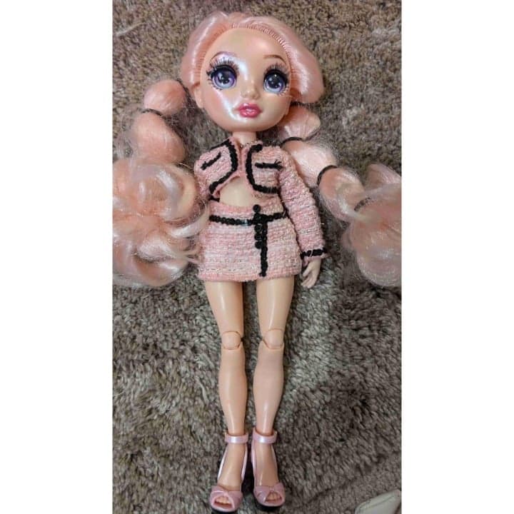 Rainbow High Pink Fashion Doll Braided Outfit Heeled Shoes - Image 1