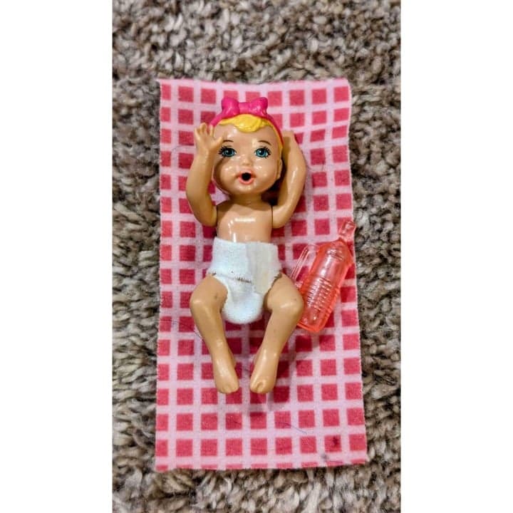 Mattel Barbie Baby Doll Pink Bow White Diaper Toy Figure - Thumbnail 2