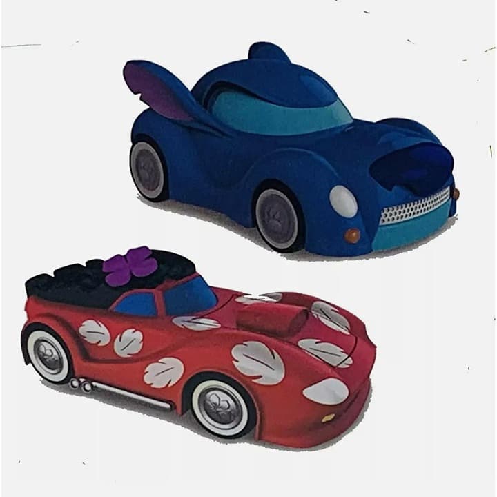 Lilo & Stitch Blue Car Wings Red Car Flower Leaf Toy Cars - Image 1