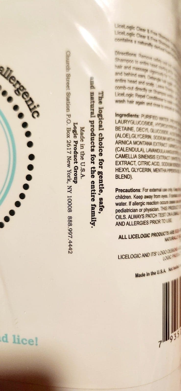 Licelogic Clear & Free Peppermint Head Lice Shampoo Non Toxic Gallon Size Sealed - Thumbnail 3