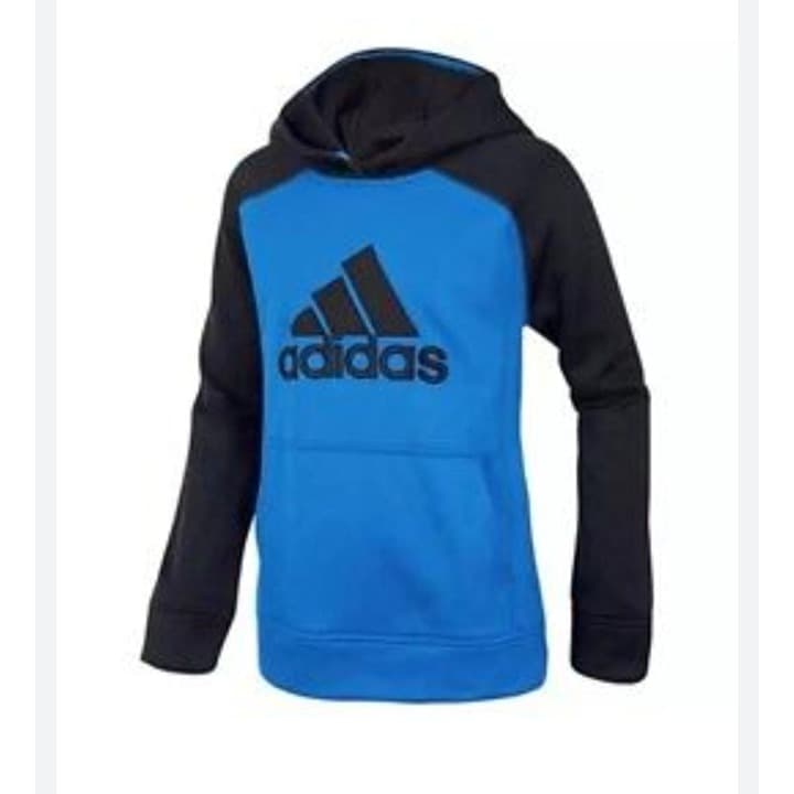 Adidas Black Blue Tech Fleece Hoodie Long Sleeves Boys Size XL 18/20 - Image 1
