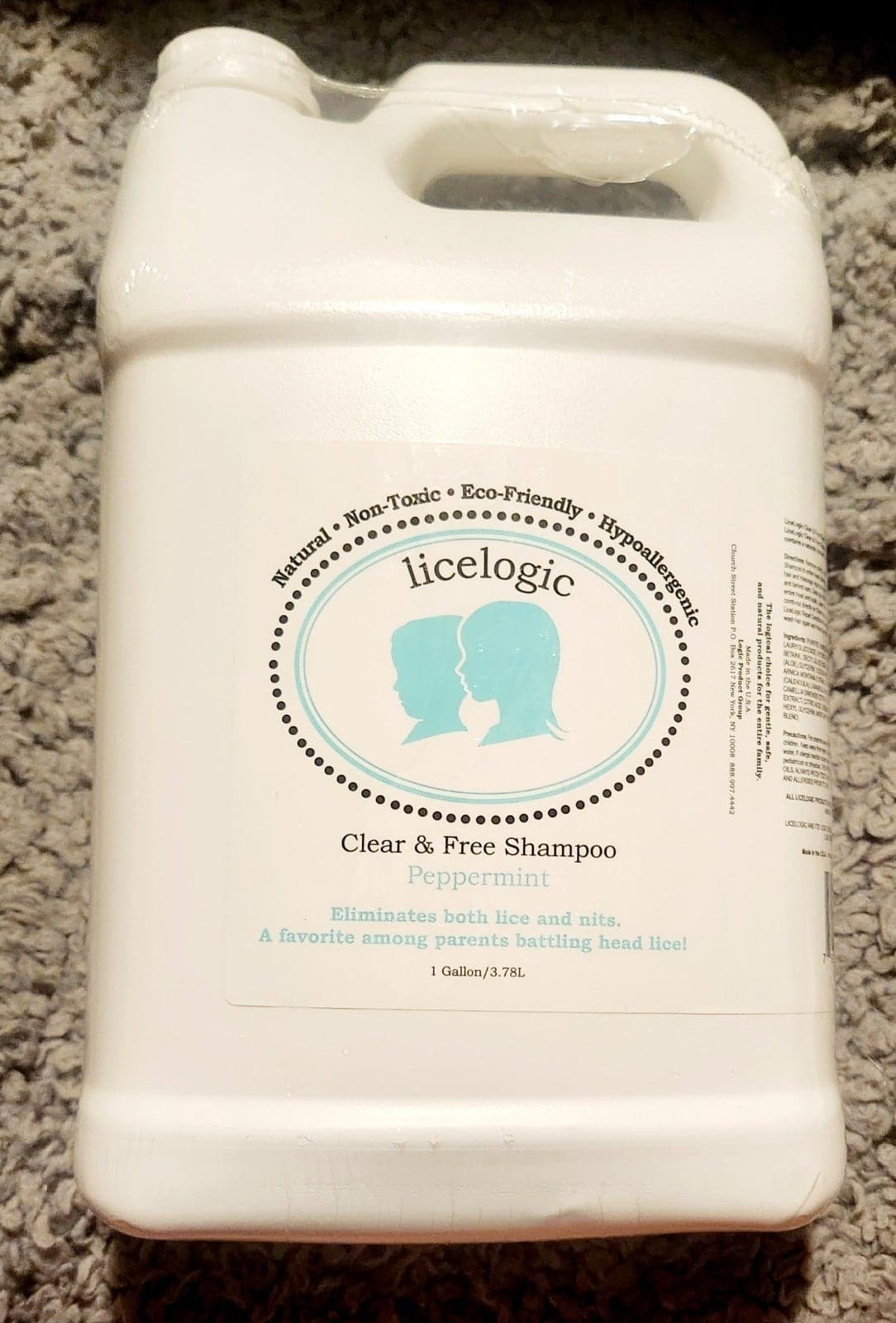 Licelogic Clear & Free Peppermint Head Lice Shampoo Non Toxic Gallon Size Sealed - Image 1