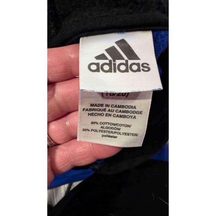 Adidas Black Blue Tech Fleece Hoodie Long Sleeves Boys Size XL 18/20 - Thumbnail 4