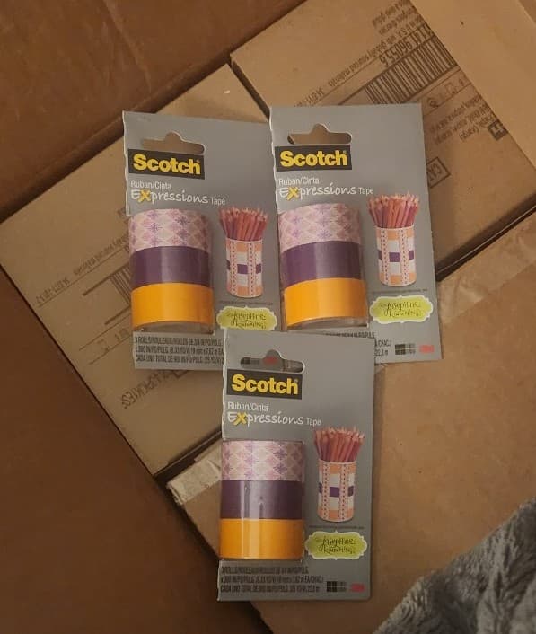 3- 3M Scotch expressions tape 3 pack starburst/purple/orange - Image 1