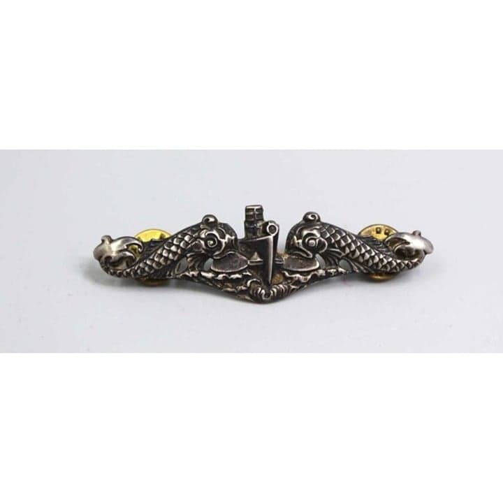 Vintage United States Navy Submarine Dolphins badge Sterling Silver - Image 1