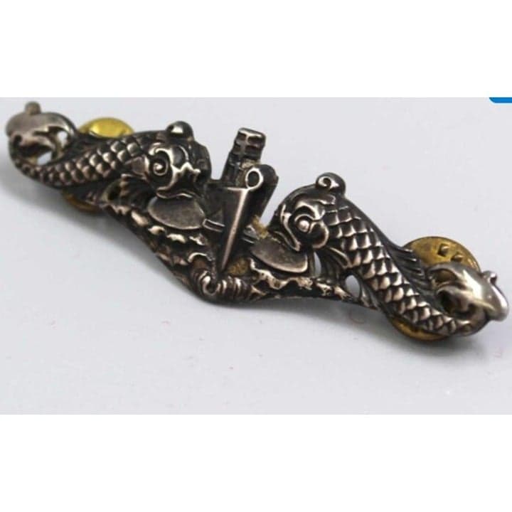 Vintage United States Navy Submarine Dolphins badge Sterling Silver - Thumbnail 5
