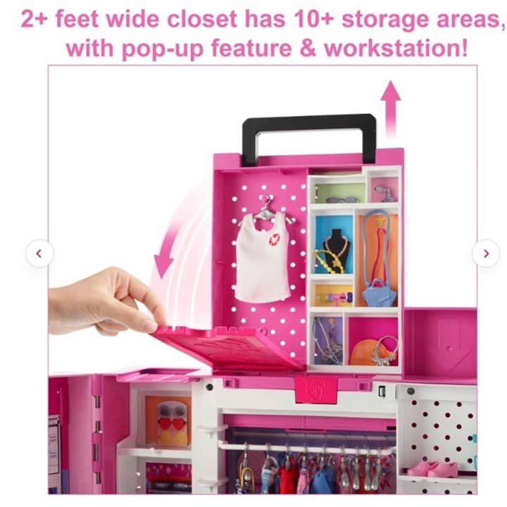 Mattel Barbie Dream Closet Fashion Beauty Playset Rotating Rack Accessories - Thumbnail 4