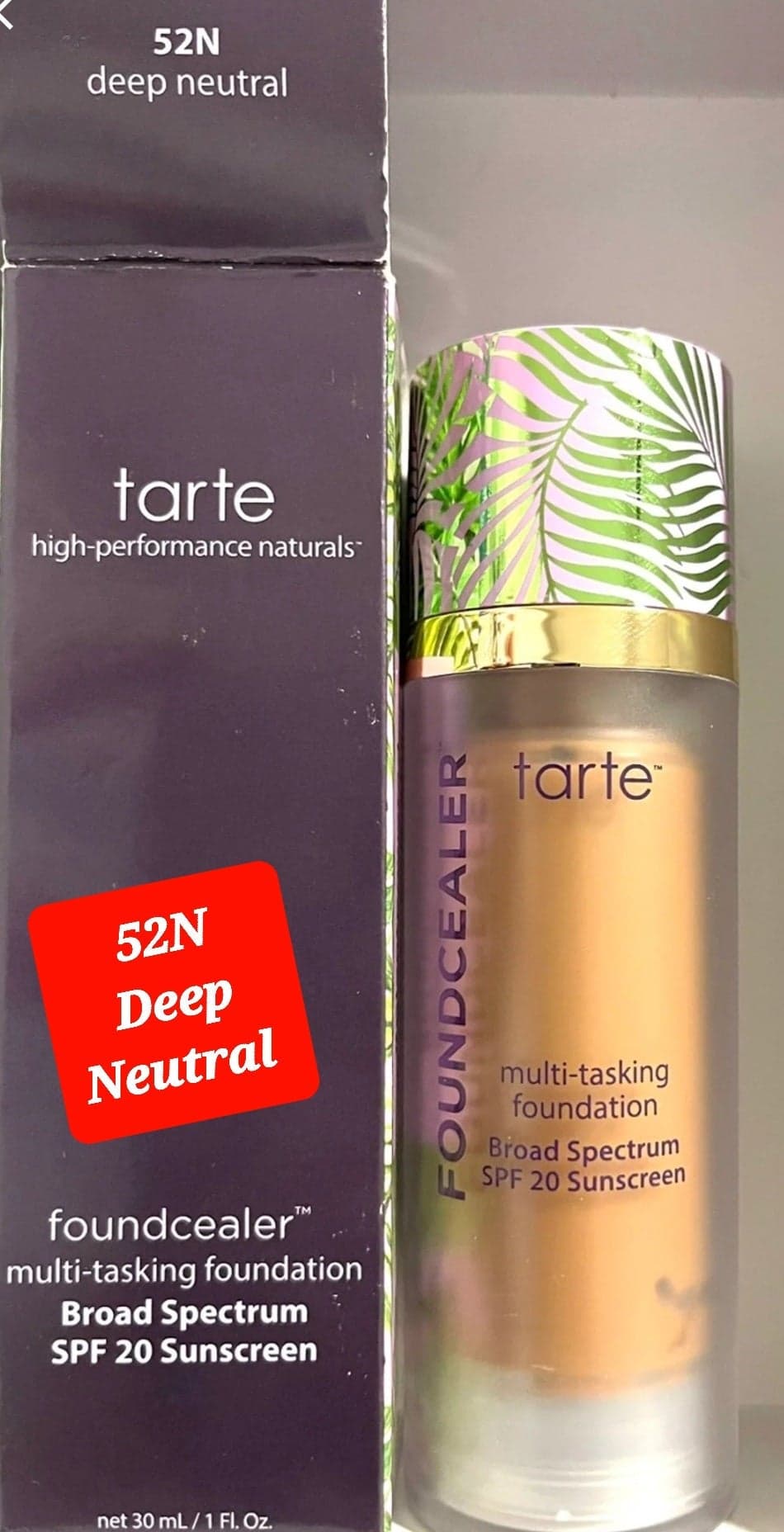 Tarte Babassu Foundcealer Skincare Foundation 52N Deep Neutral. - Image 1