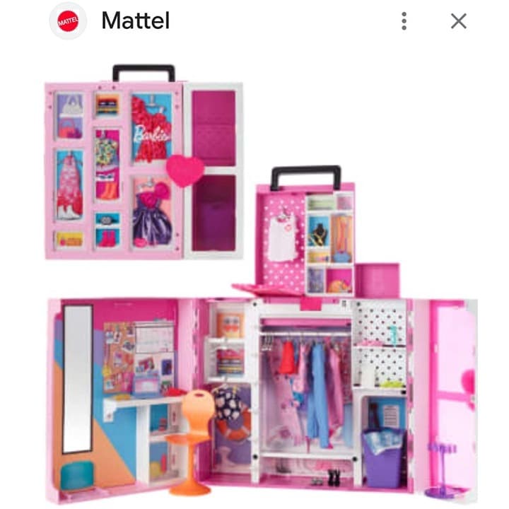 Mattel Barbie Dream Closet Fashion Beauty Playset Rotating Rack Accessories - Image 1