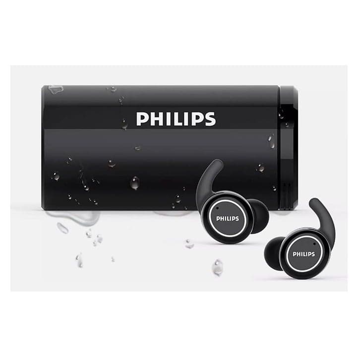 Philips Black Wireless Water Resistant Earbuds Charging Case - Image 1