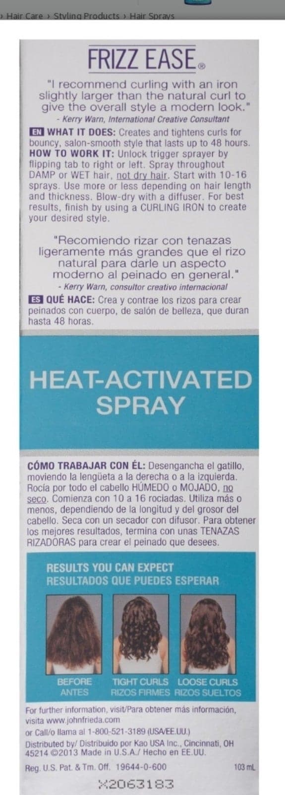 John Frieda Frizz-Ease Go Curlier Heat-Activated Spray 3.50 oz - Thumbnail 2