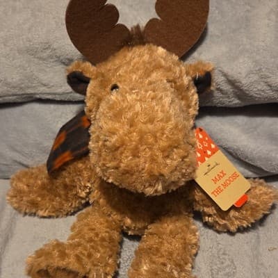 Hallmark Max the Moose Plush Stuffed Animal Medium Brown with Antlers - Image 1