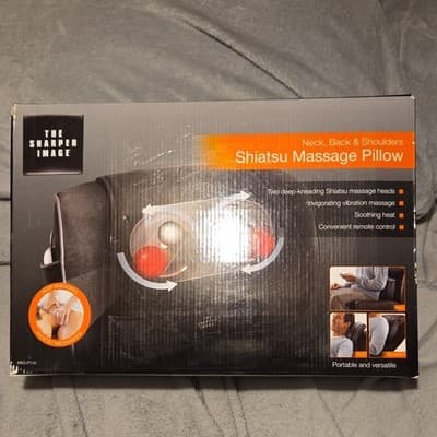 The Sharper Image Shiatsu Massage Pillow Black Vibrating Heat Remote Control - Image 1