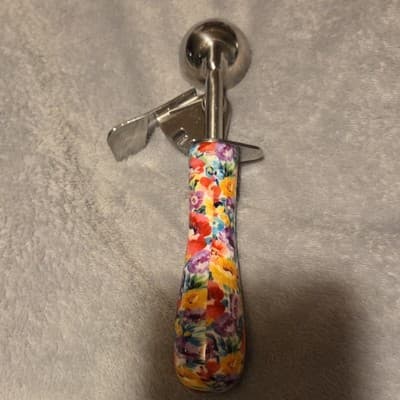 Floral Handle Stainless Steel Ice Cream Scoop Easy Clean Multicolor - Thumbnail 2