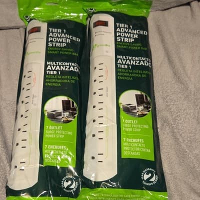 Greenlite 7 Outlet Surge Protecting Power Strip, 6ft, White, Energy Saving - Image 1