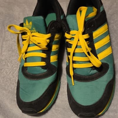 adidas Green Yellow Black Men's Low Top Lace Up Athletic Sneakers Running Sports - Image 1