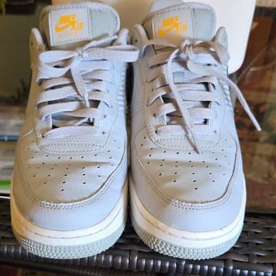 Nike Air Force 1 Light Gray Black Yellow Men's Low Top Lace Up Athletic Sneakers - Thumbnail 2