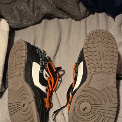 Nike Off-White Dunk Low Black White Orange Men's Low Top Lace Up Sneakers - Thumbnail 2