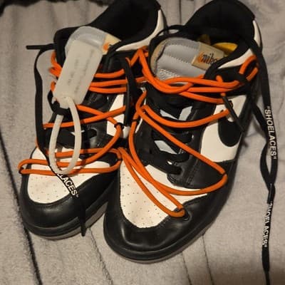 Nike Off-White Dunk Low Black White Orange Men's Low Top Lace Up Sneakers - Image 1