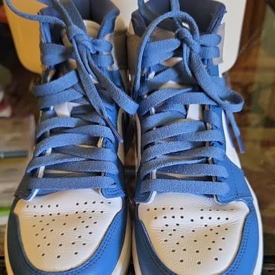 Jordan Blue White Gray Men's High Top Lace Up Athletic Sneakers Air Jordan 1 - Image 1