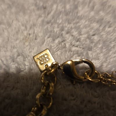 BaubleBar Statement Necklace Blue Octagon Stones Gold Tone Signed - Thumbnail 2
