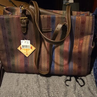 Caribbean Joe Striped Shoulder Bag with Coin Purse Palm Tree Accent Women’s - Image 1