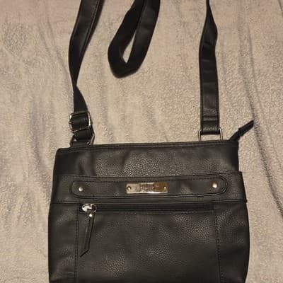 Rosetti Black Pebbled Crossbody Bag with Zipper Accents Adjustable Strap Women’s - Thumbnail 2