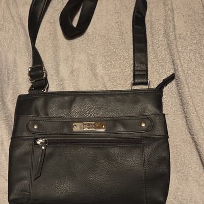 Rosetti Black Pebbled Crossbody Bag with Zipper Accents Adjustable Strap Women’s - Image 1