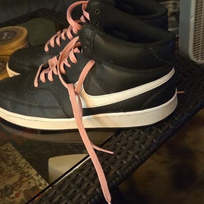 Nike Court Vision Black Pink Men's High Top Lace Up Athletic Sneakers - Thumbnail 2