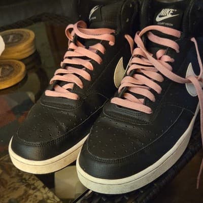 Nike Court Vision Black Pink Men's High Top Lace Up Athletic Sneakers - Image 1