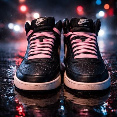 Nike Court Vision Black Pink Men's High Top Lace Up Athletic Sneakers - Thumbnail 4