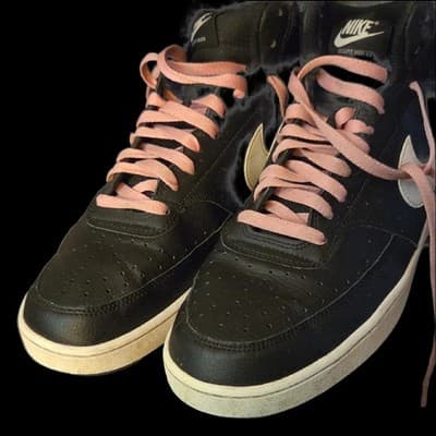 Nike Court Vision Black Pink Men's High Top Lace Up Athletic Sneakers - Thumbnail 5